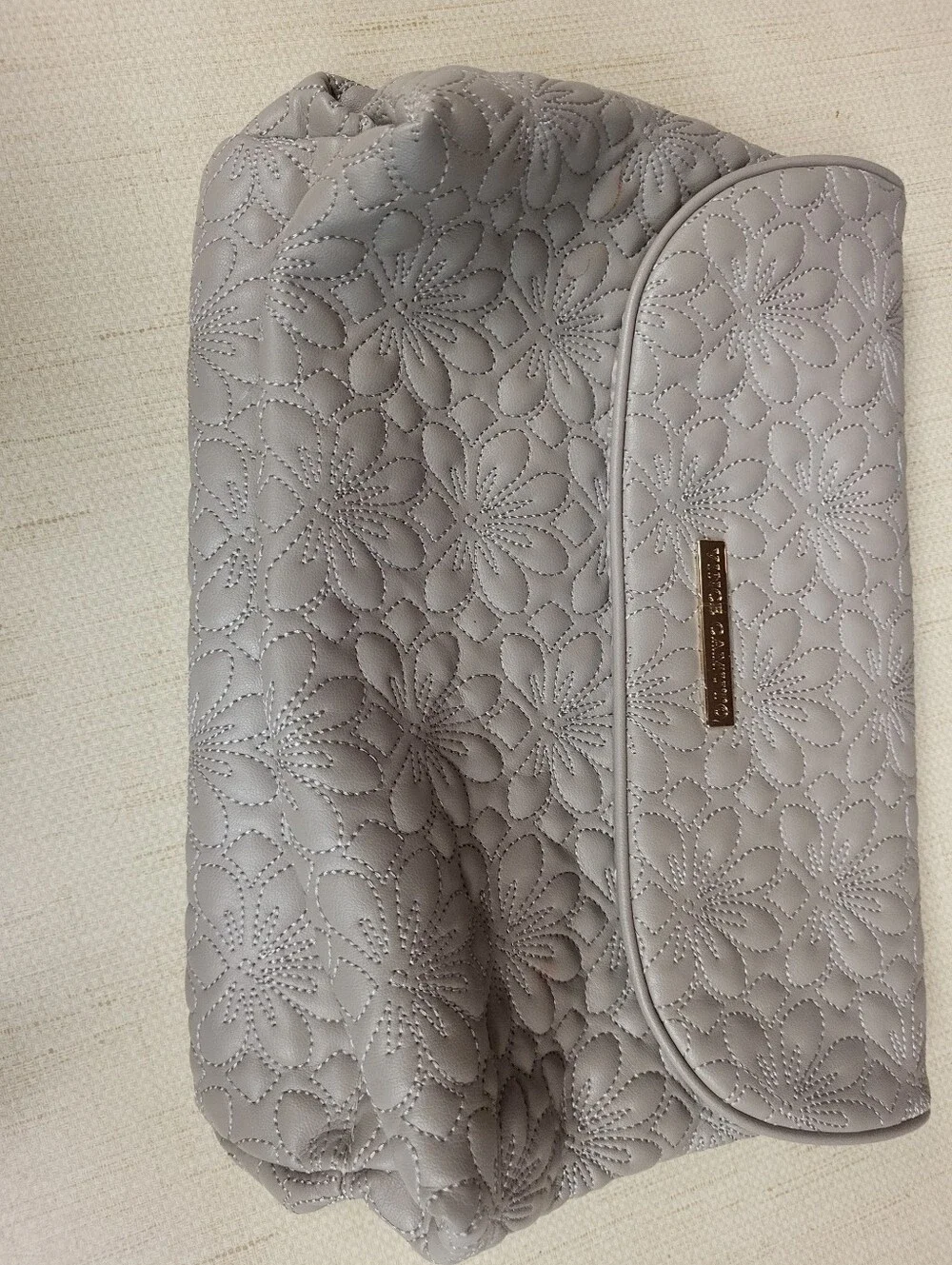 Vince Camuto Grey Floral Makeup Organizer Bag
